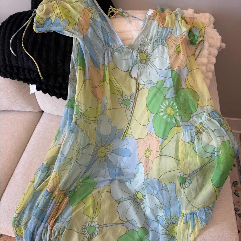 ASOS Maternity Floral Dress in Green and Blue